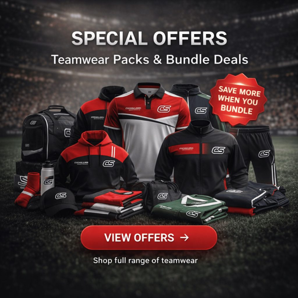 Teamwear bundle deals including hoodies, polos, jackets and accessories with save more badge and call to action button